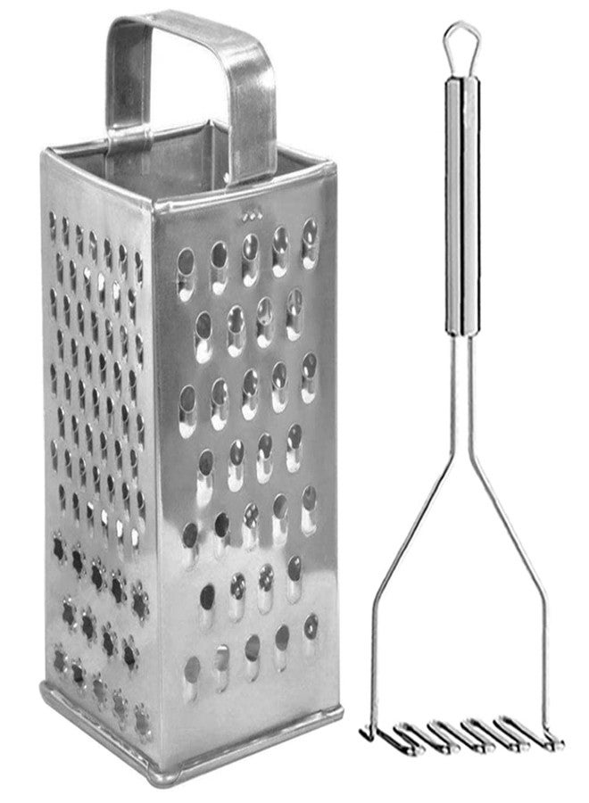Oc9 Stainless Steel 8 in 1 Slicer and Grater & Potato Masher/Pav Bhaji Masher Silver Kitchen - Image 1